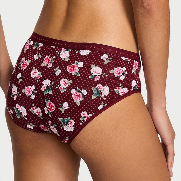 NWT 2 Victoria’s Secret Stretch Cotton Hiphugger Panty Lipstick Red Floral M - Picture 5 of 12